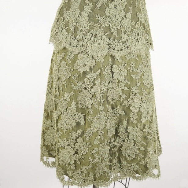 Bill Hamilton for Saks Fifth Avenue Green Lace Cocktail Outfit, Size 8