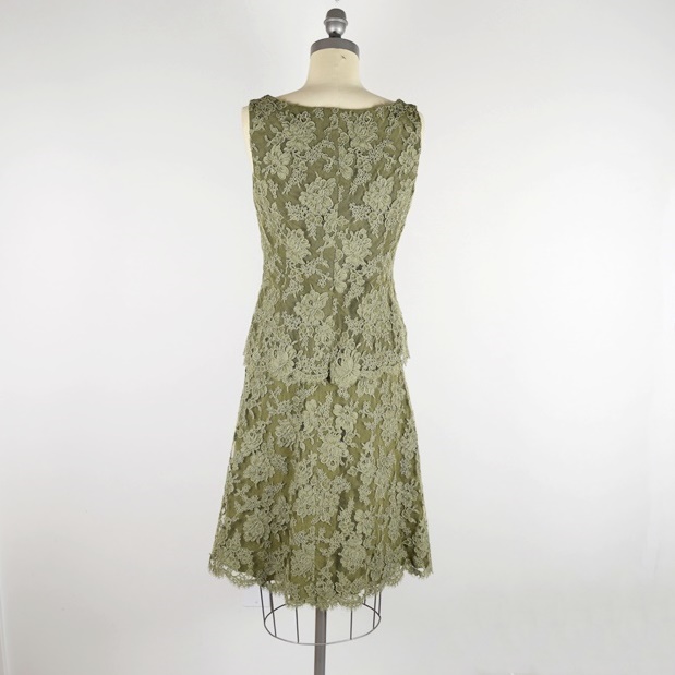 Bill Hamilton for Saks Fifth Avenue Green Lace Cocktail Outfit, Size 8