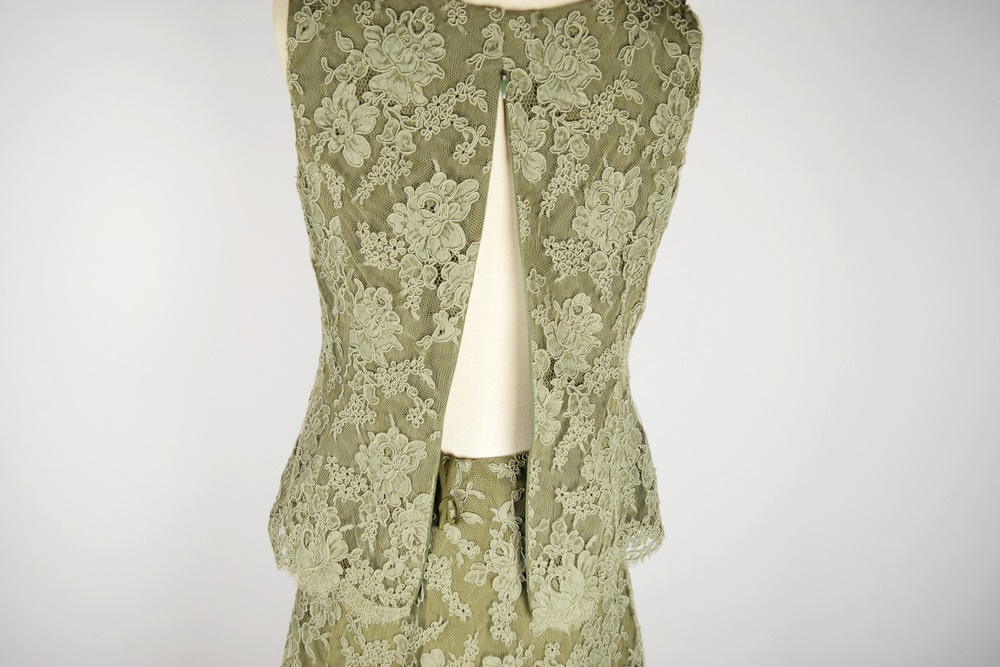 Bill Hamilton for Saks Fifth Avenue Green Lace Cocktail Outfit, Size 8