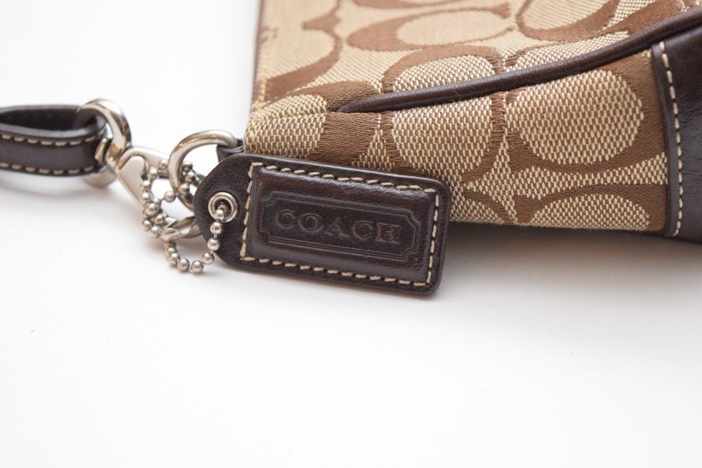 Coach Khaki Jacquard and Brown Leather Demi Handbag