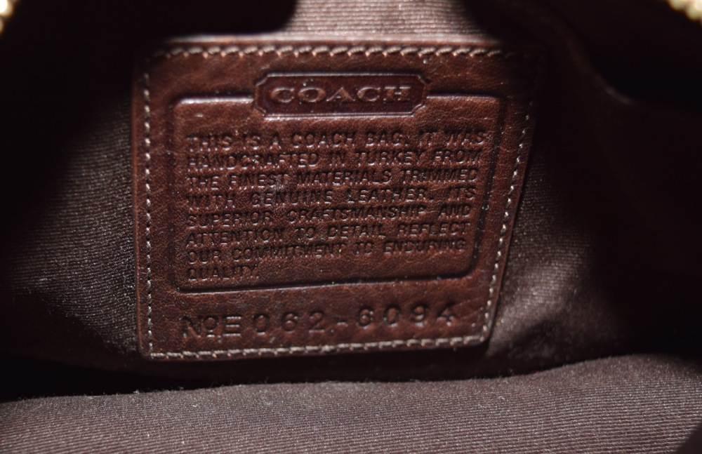 Coach Khaki Jacquard and Brown Leather Demi Handbag