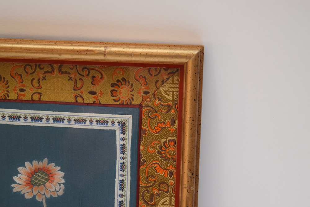 Framed Asian Influenced Silk Embroidered Artwork
