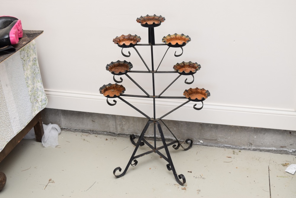 Large Outdoor Cast Metal Candle Holder