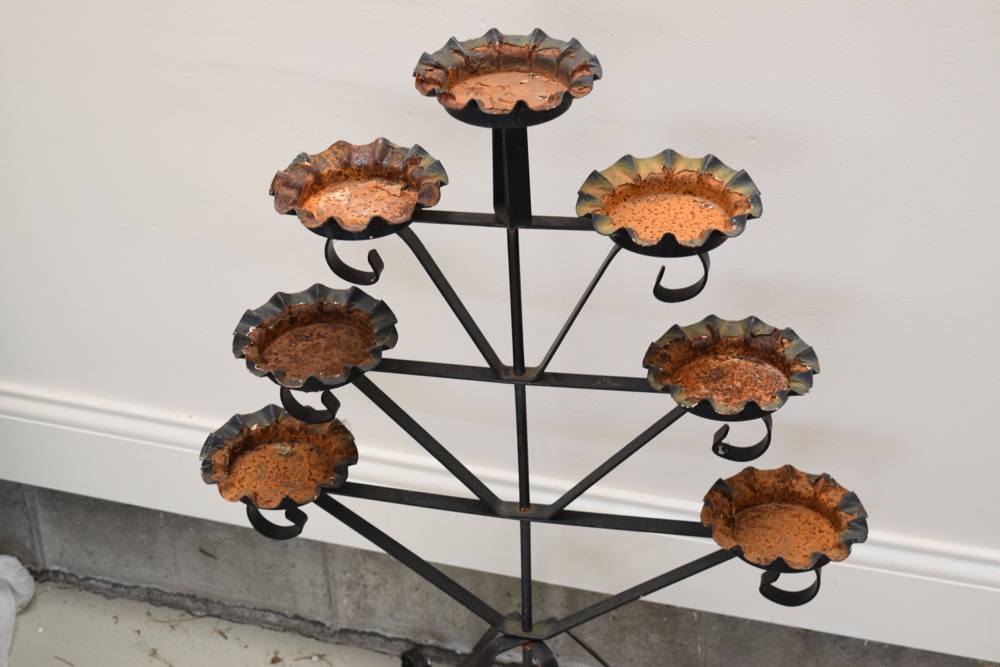 Large Outdoor Cast Metal Candle Holder