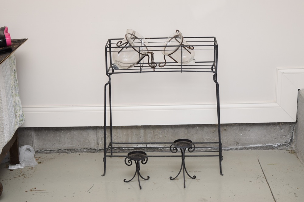 Metalwork Plant Stand and Candle Holders