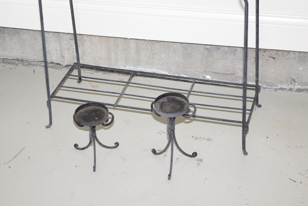 Metalwork Plant Stand and Candle Holders
