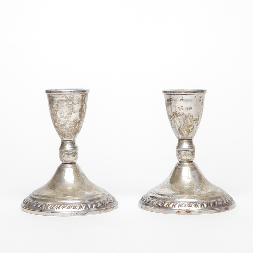 Pair of Weighted Silver Candle Holders