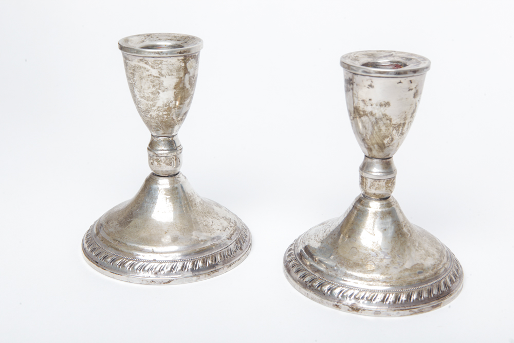 Pair of Weighted Silver Candle Holders