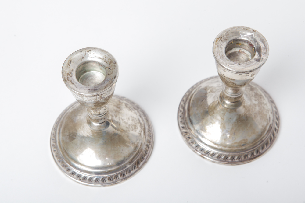 Pair of Weighted Silver Candle Holders