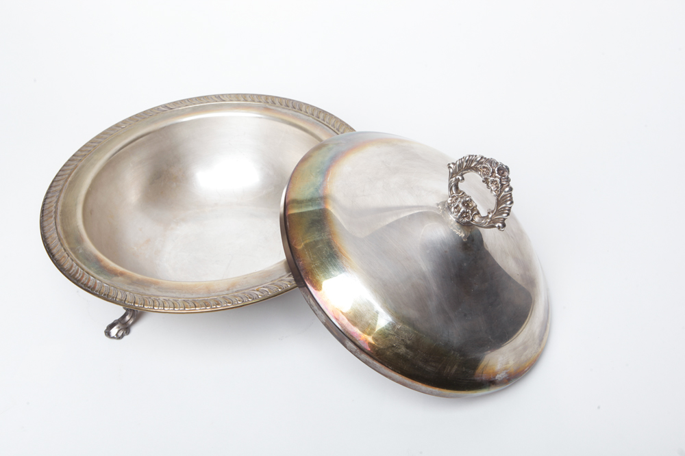 Silver Plated Covered Dish and Platter