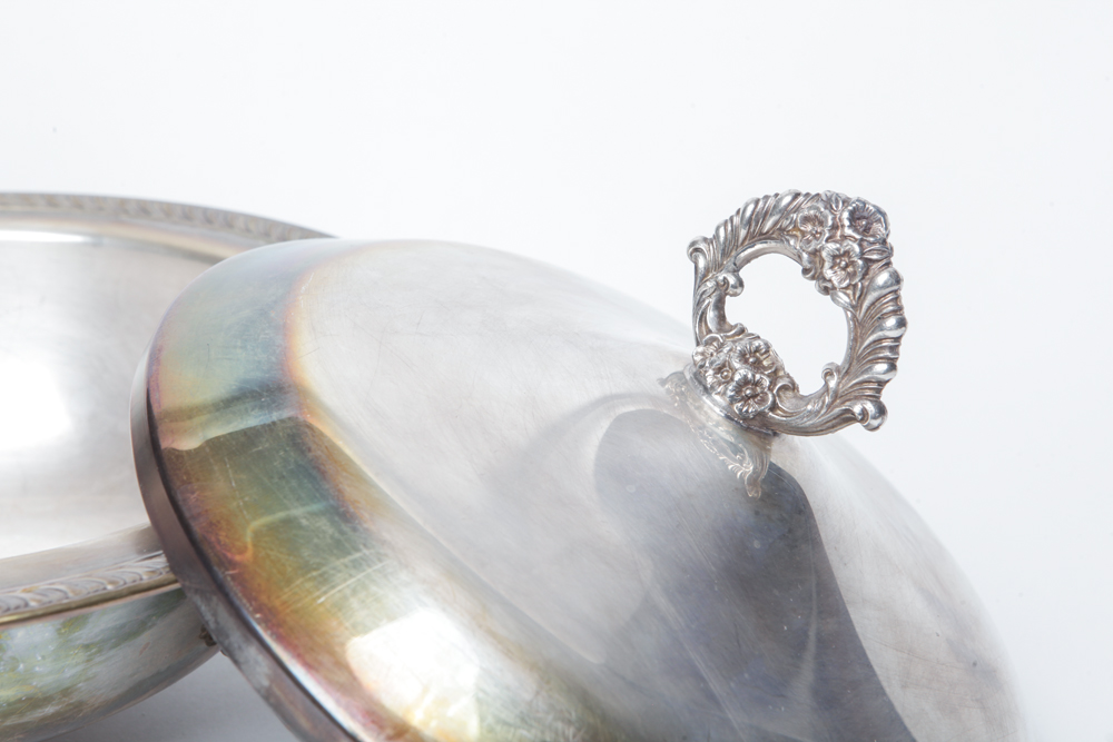 Silver Plated Covered Dish and Platter