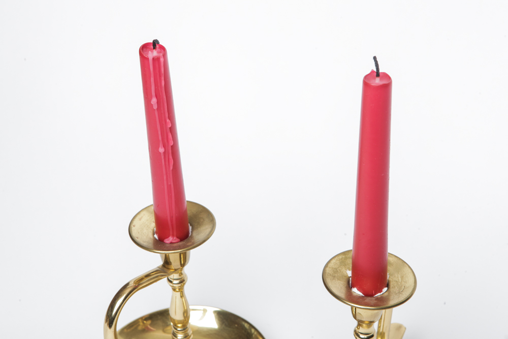 Pair of Brass Toned Candleholders with Handles
