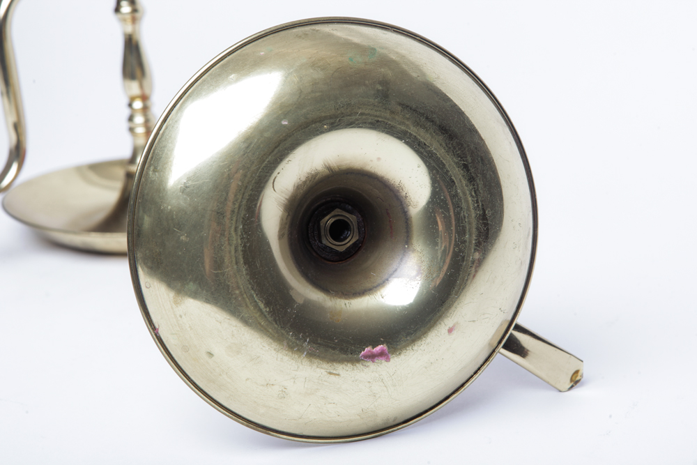 Pair of Brass Toned Candleholders with Handles