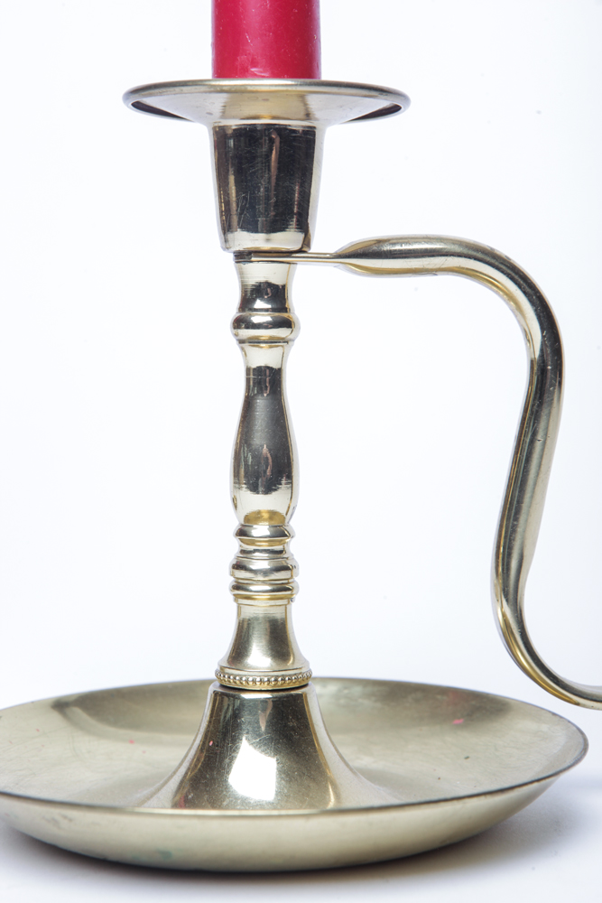 Pair of Brass Toned Candleholders with Handles