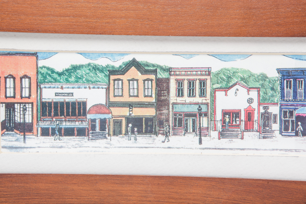 Pair of Framed Street Scene Artwork