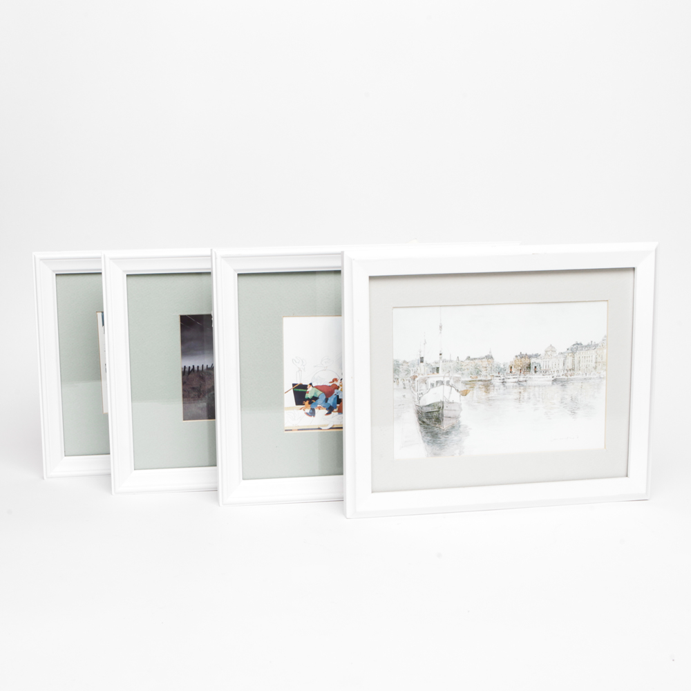 Collection of White-Framed Wall Decor