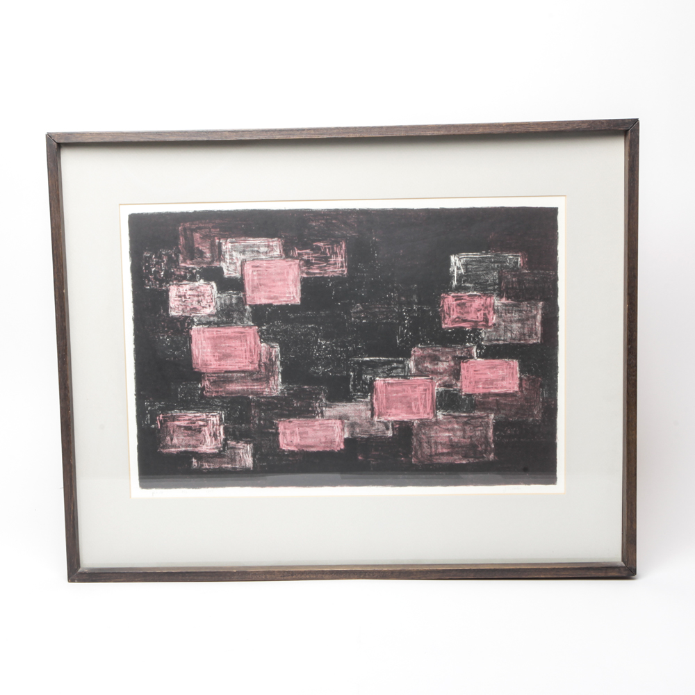 1957 Signed and Numbered Abstract Stone Lithograph Print