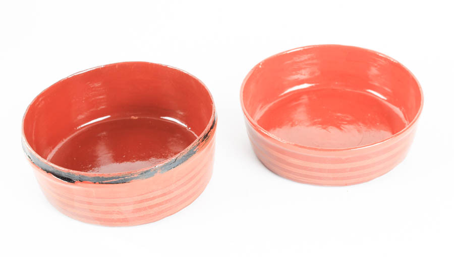 Assortment of Red and Black Decorative Trinket Boxes and Bowls