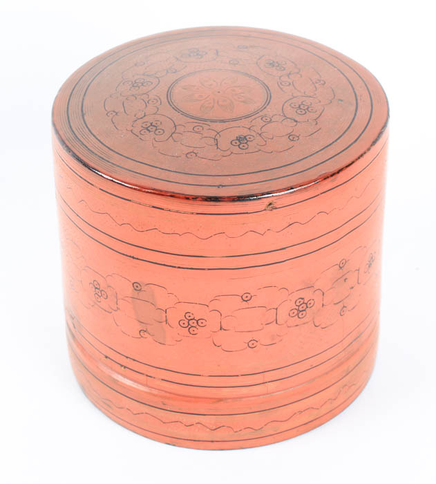 Assortment of Red and Black Decorative Trinket Boxes and Bowls