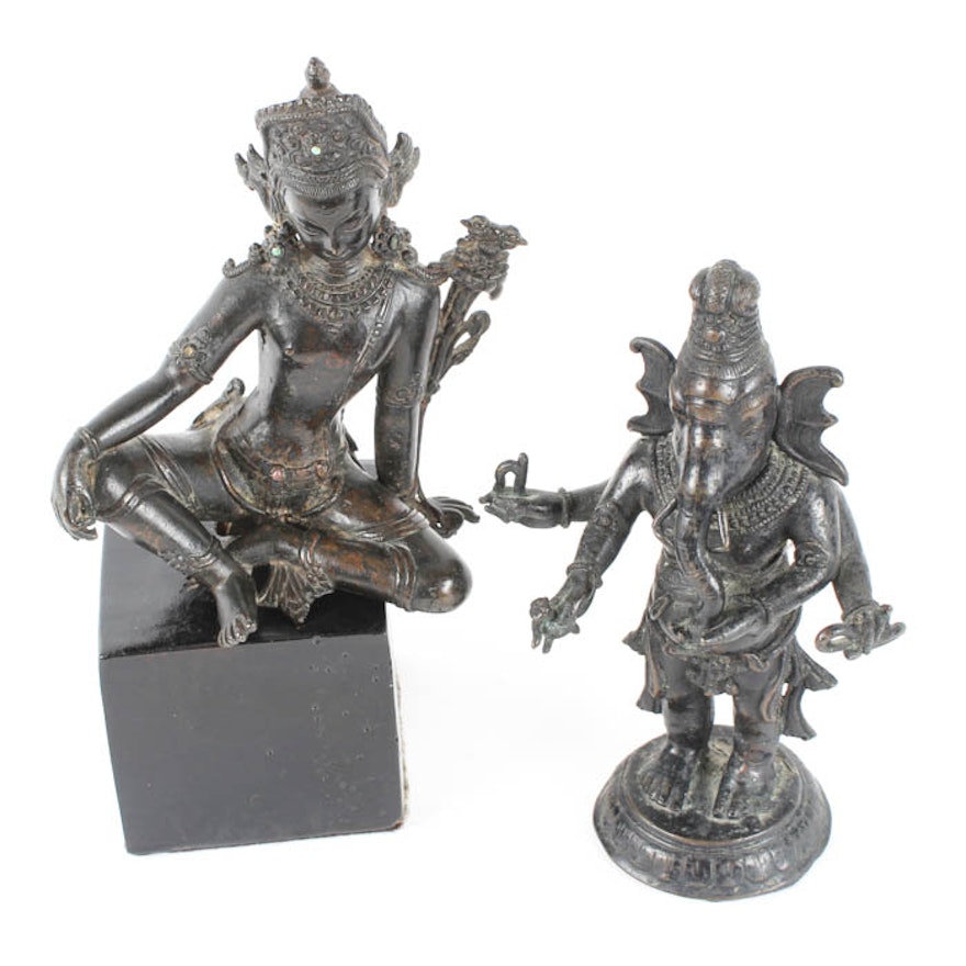 Pair of Bronze Hindu Deity Figurines