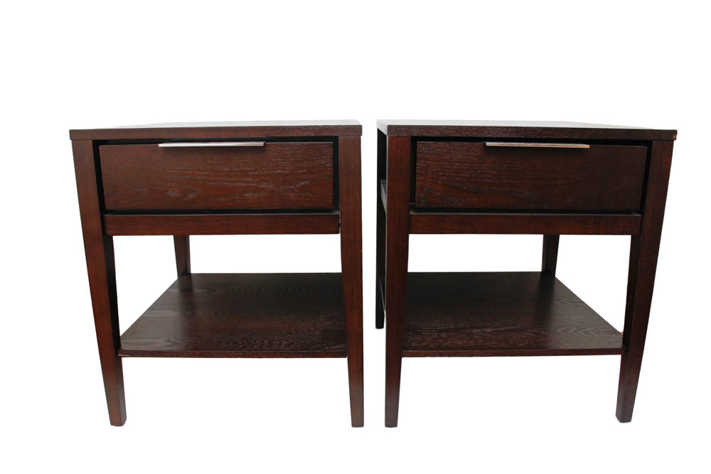 Pair of Dark Wood Nightstands