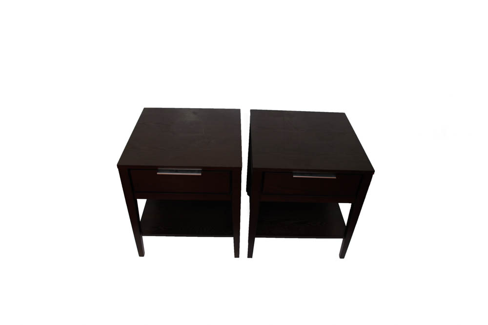 Pair of Dark Wood Nightstands