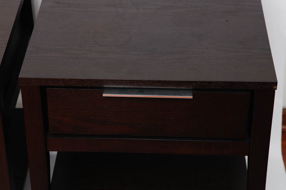 Pair of Dark Wood Nightstands