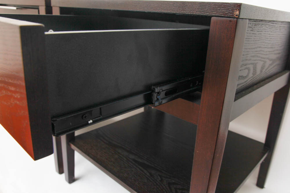 Pair of Dark Wood Nightstands
