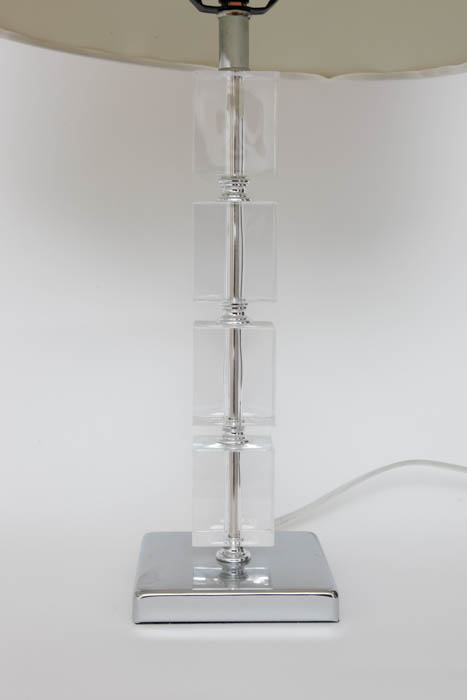 Pair of Cube Table Lamps with Drum Shades