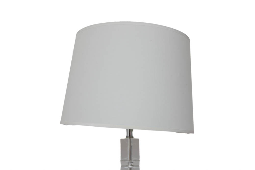 Pair of Cube Table Lamps with Drum Shades
