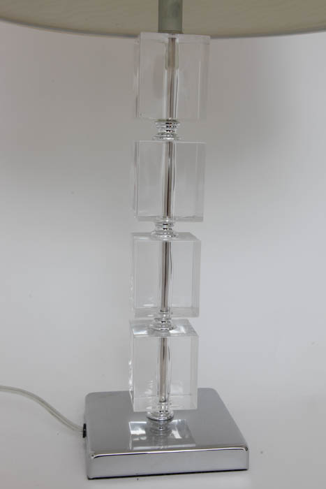 Pair of Cube Table Lamps with Drum Shades