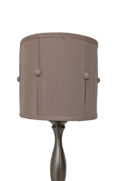 Pair of Silver Toned Table Lamps with Drum Shades