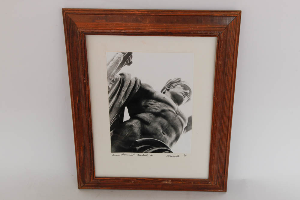 Signed Photograph of War Memorial Building Statue In Nashville