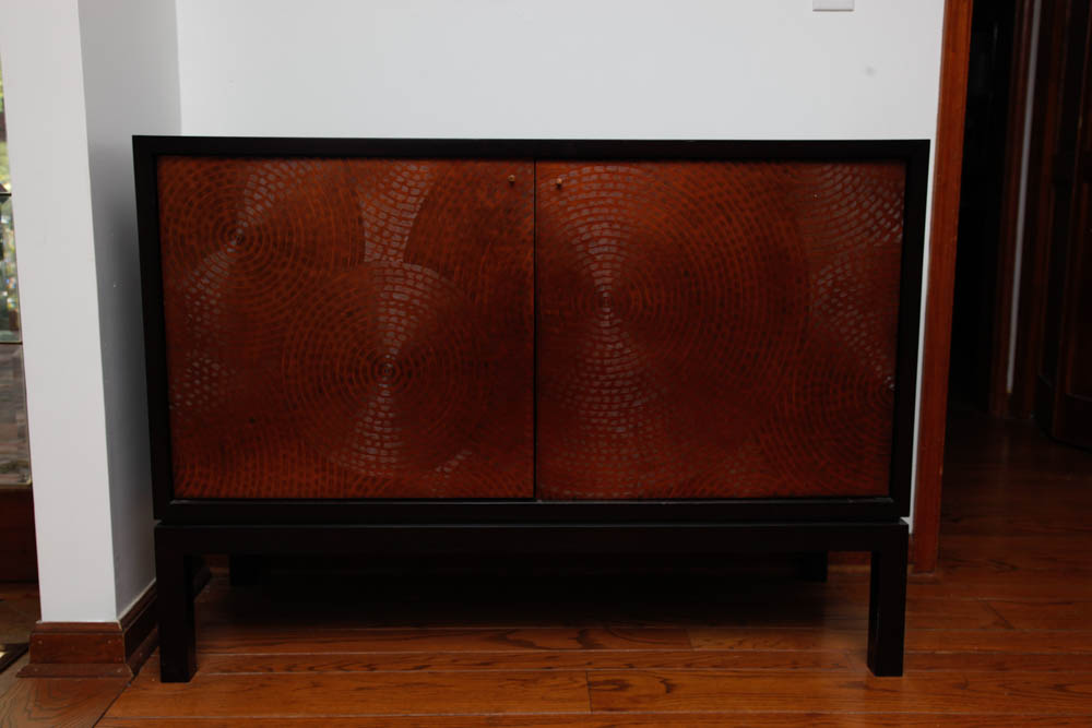 Wood and Etched Copper Cabinet