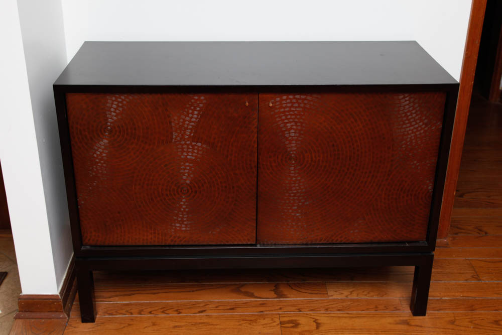 Wood and Etched Copper Cabinet