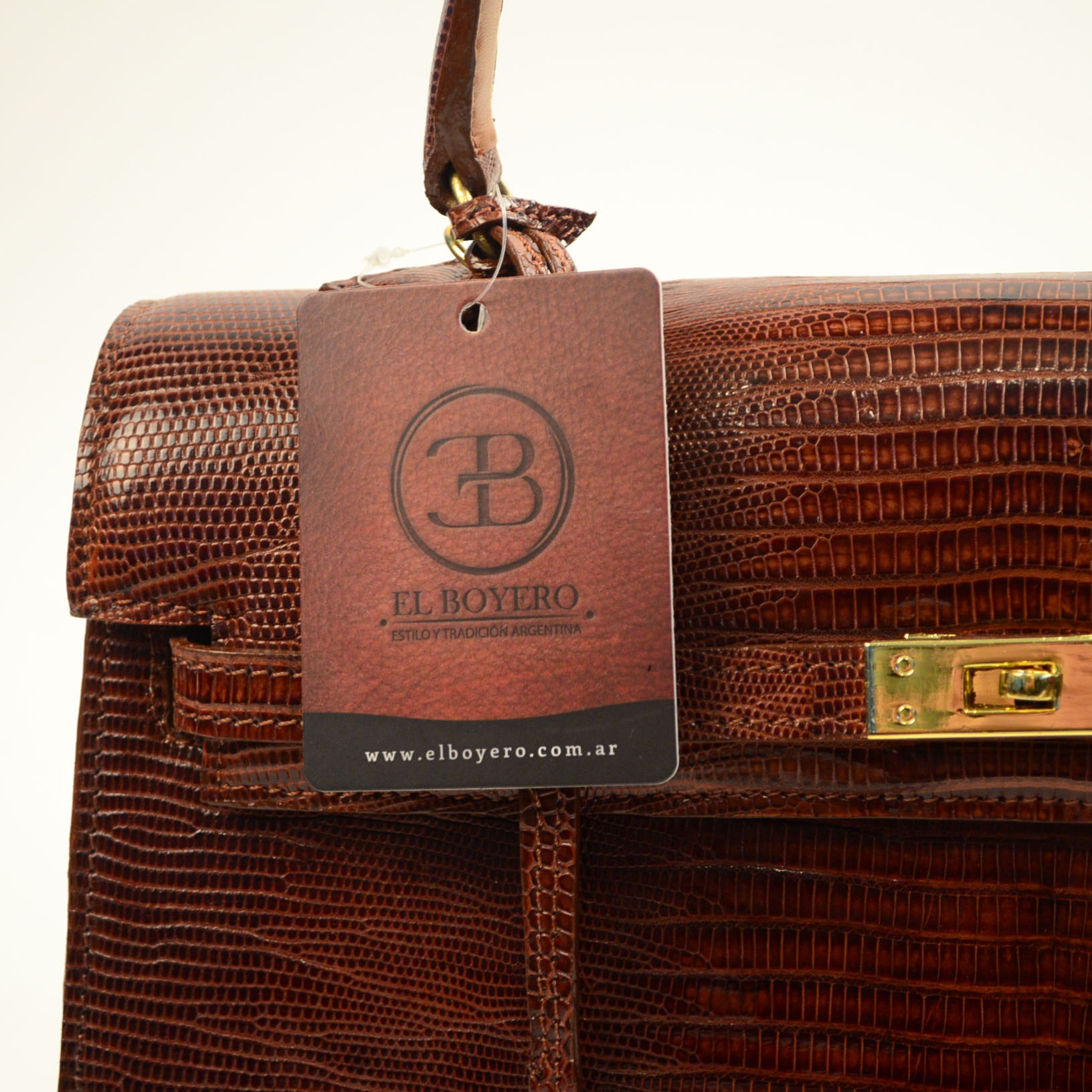 Lizard Handbag in Brick Red