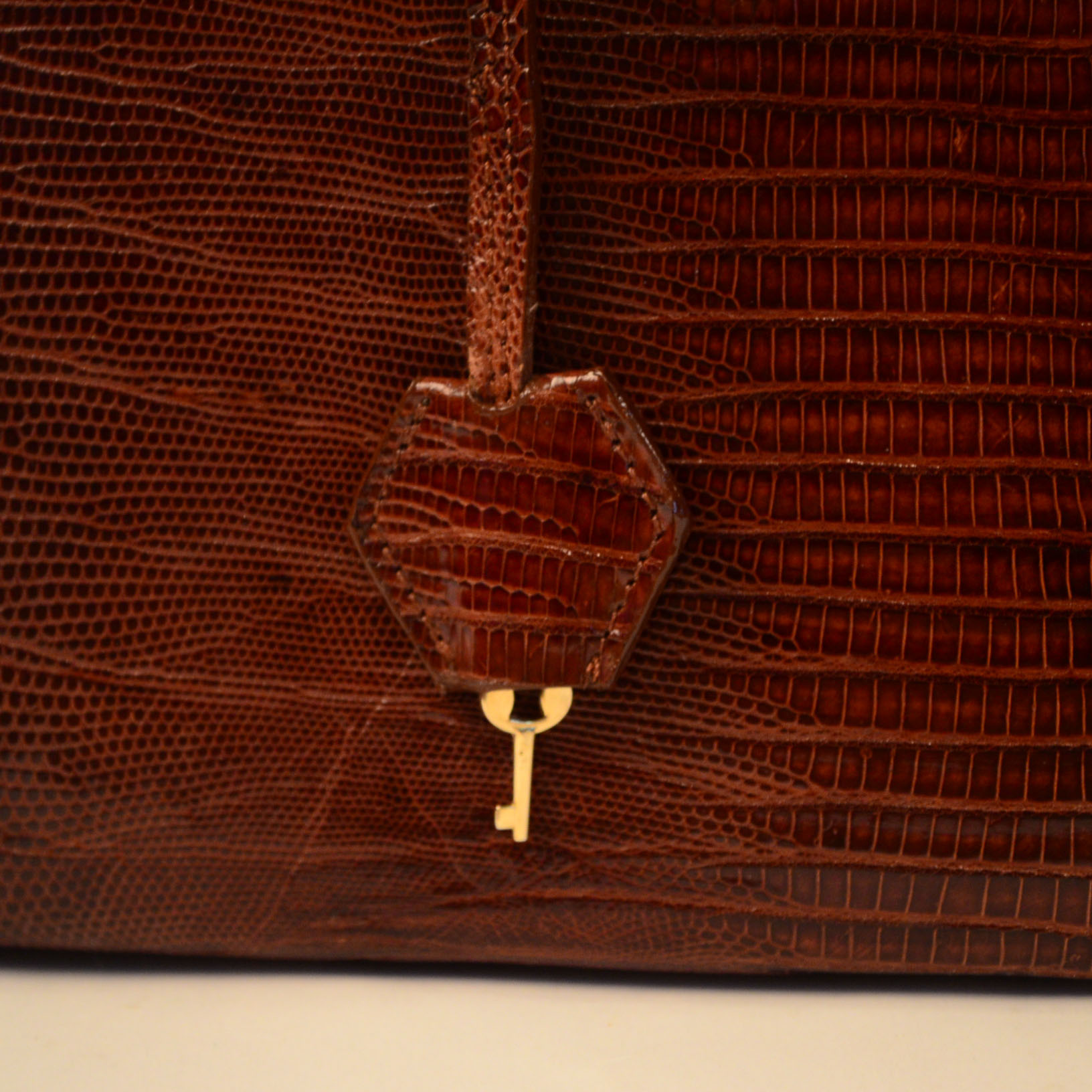 Lizard Handbag in Brick Red