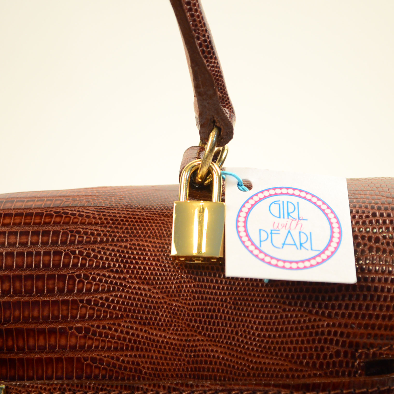 Lizard Handbag in Brick Red