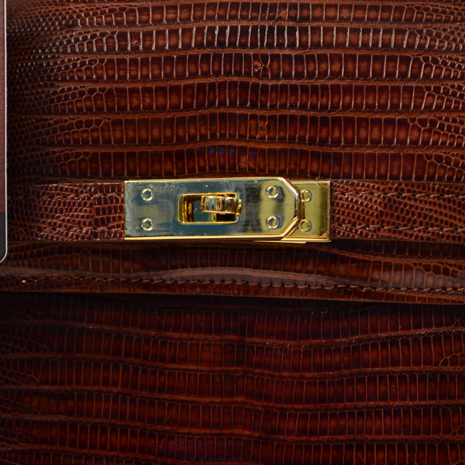 Lizard Handbag in Brick Red