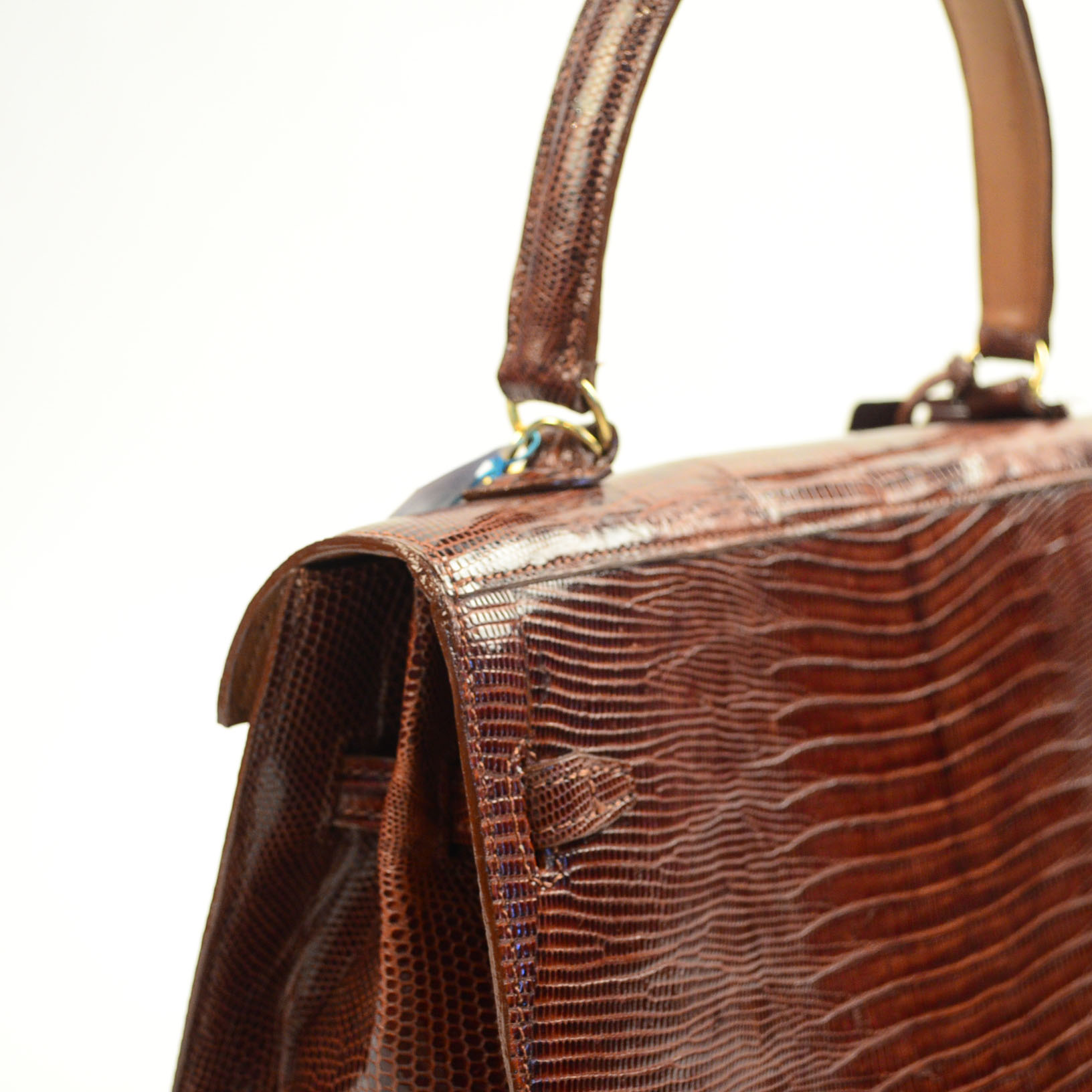 Lizard Handbag in Brick Red