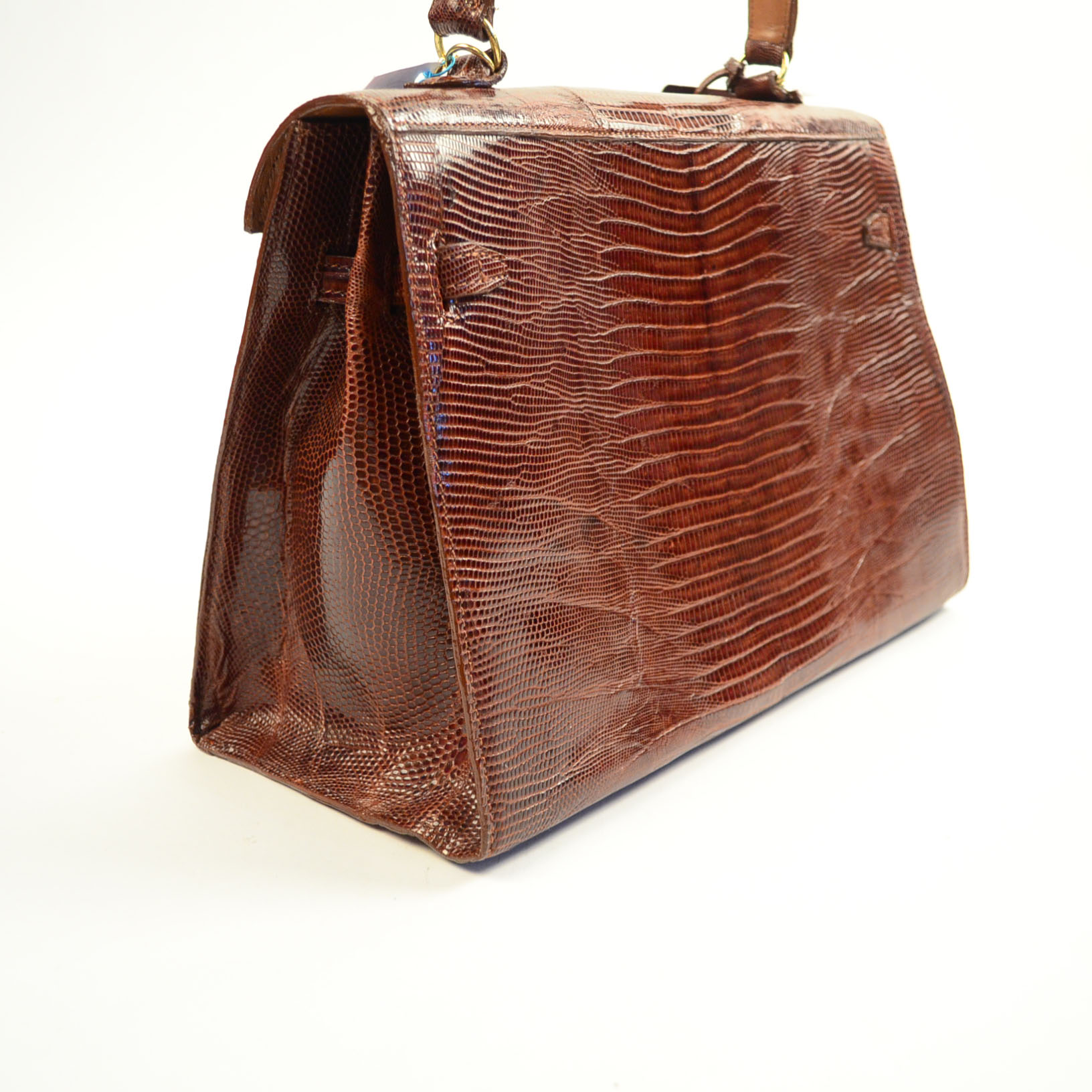 Lizard Handbag in Brick Red