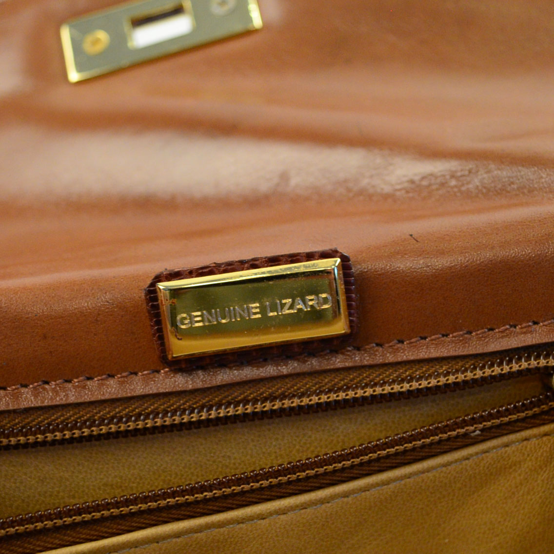 Lizard Handbag in Brick Red