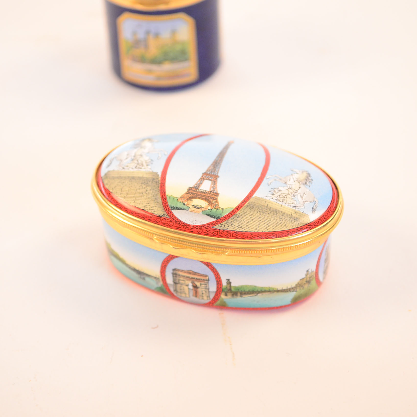 Four Souvenir Ceramic Jewelry and Music Boxes