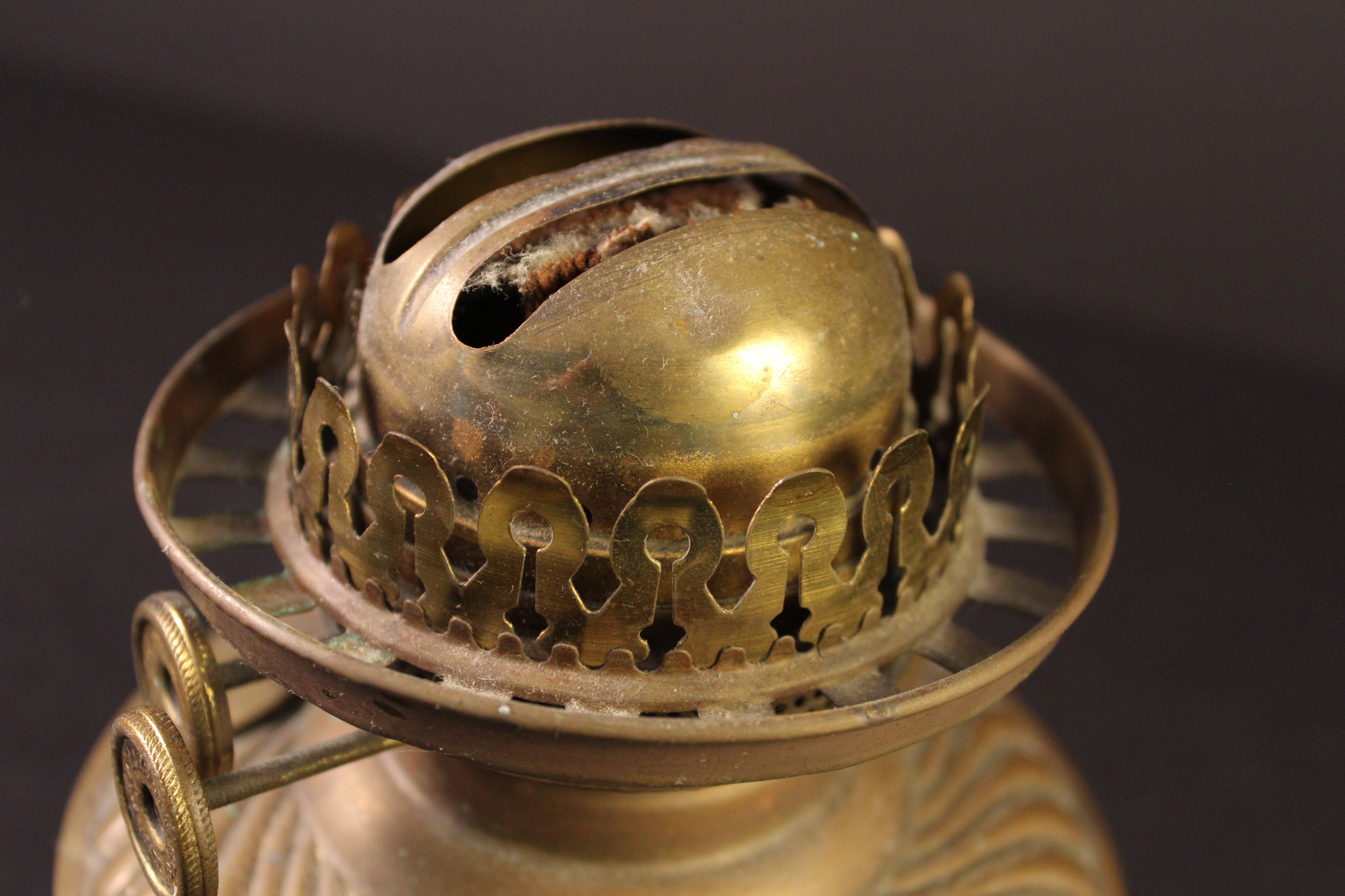 Circa 1880 hand painted glass globe Oil Lamp