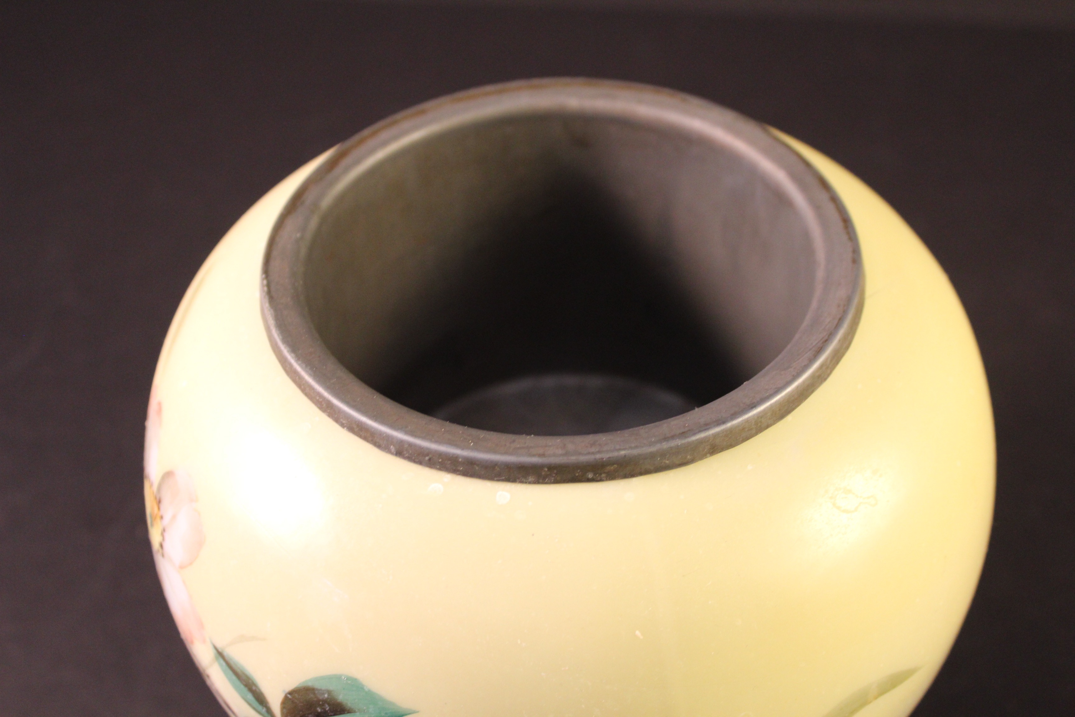 Circa 1880 hand painted glass globe Oil Lamp