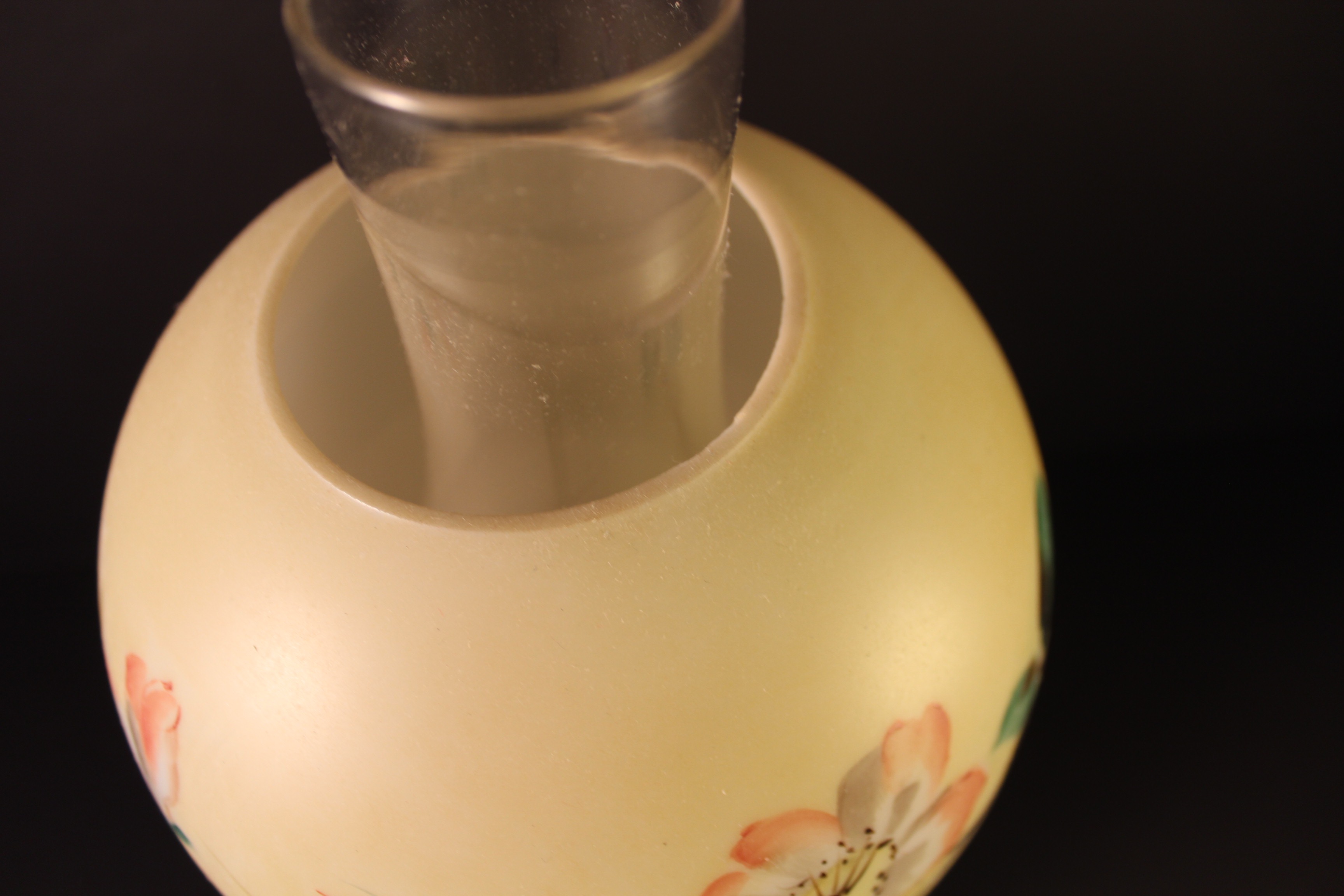 Circa 1880 hand painted glass globe Oil Lamp