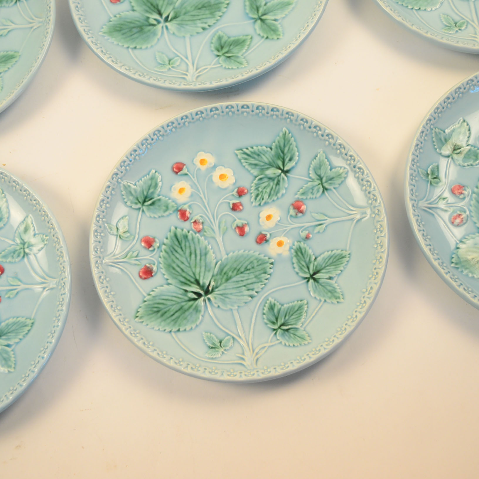 Set of Six Floral Ceramic Plates