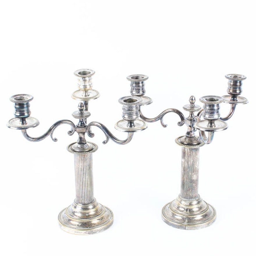 Pair of Silver Plated Candelabra