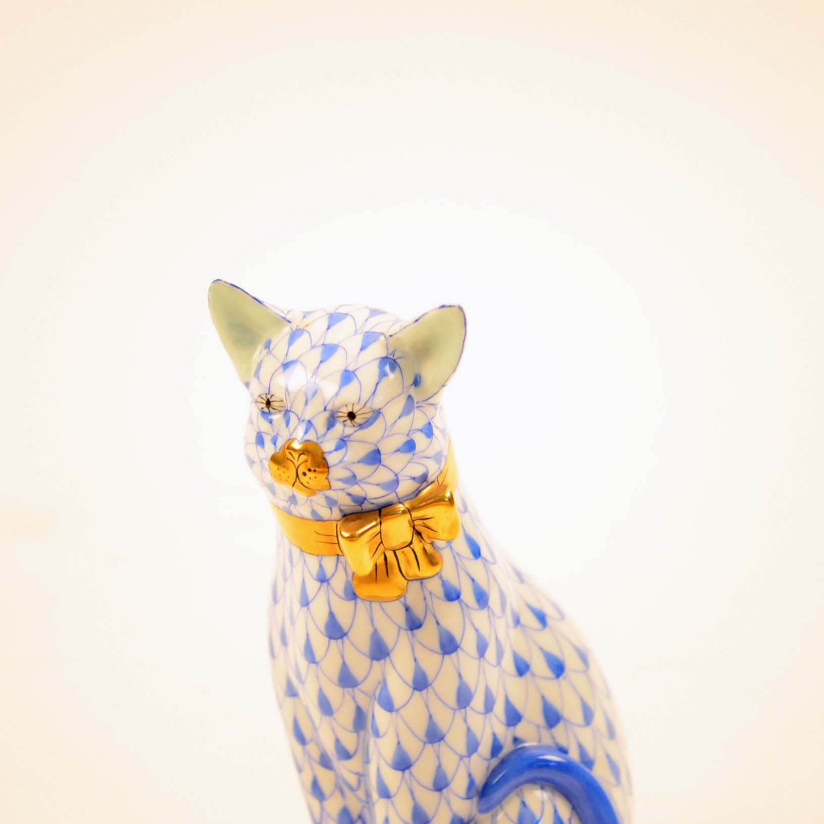Herend Hand-Painted Porcelain Cat Figurine