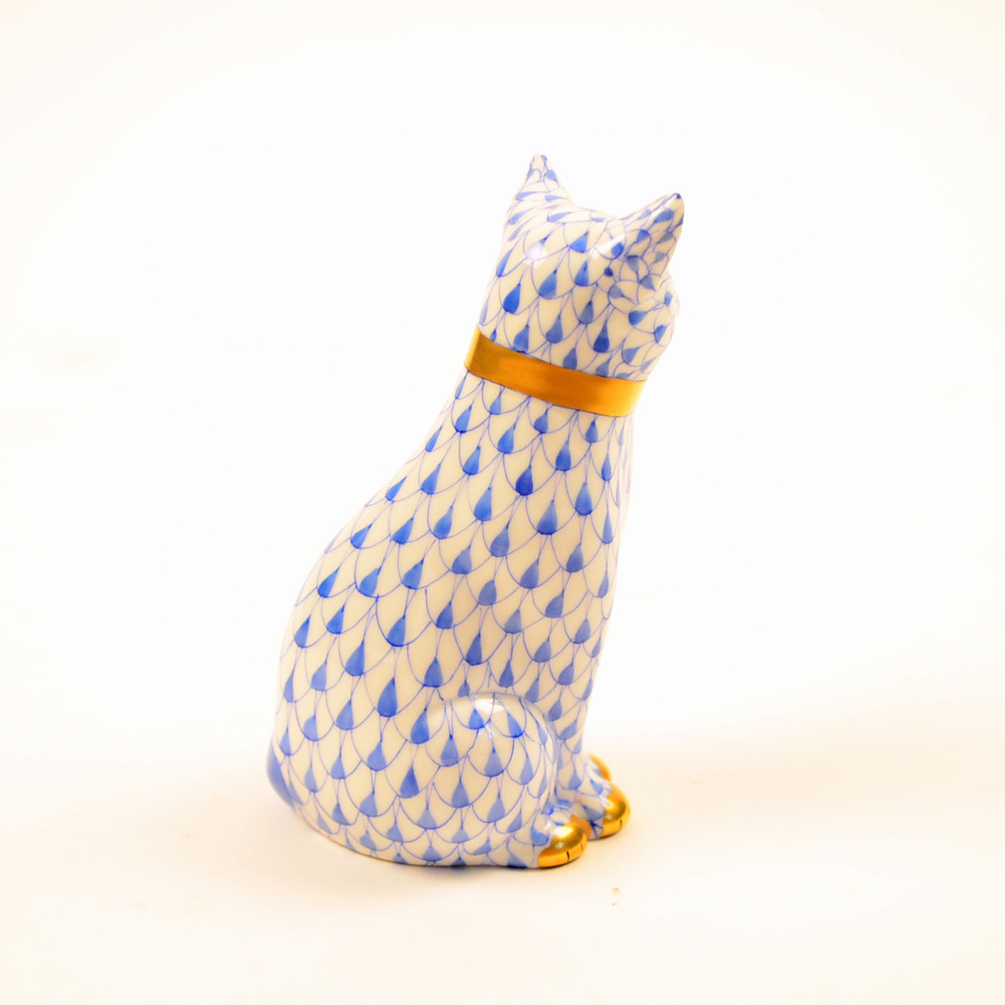 Herend Hand-Painted Porcelain Cat Figurine
